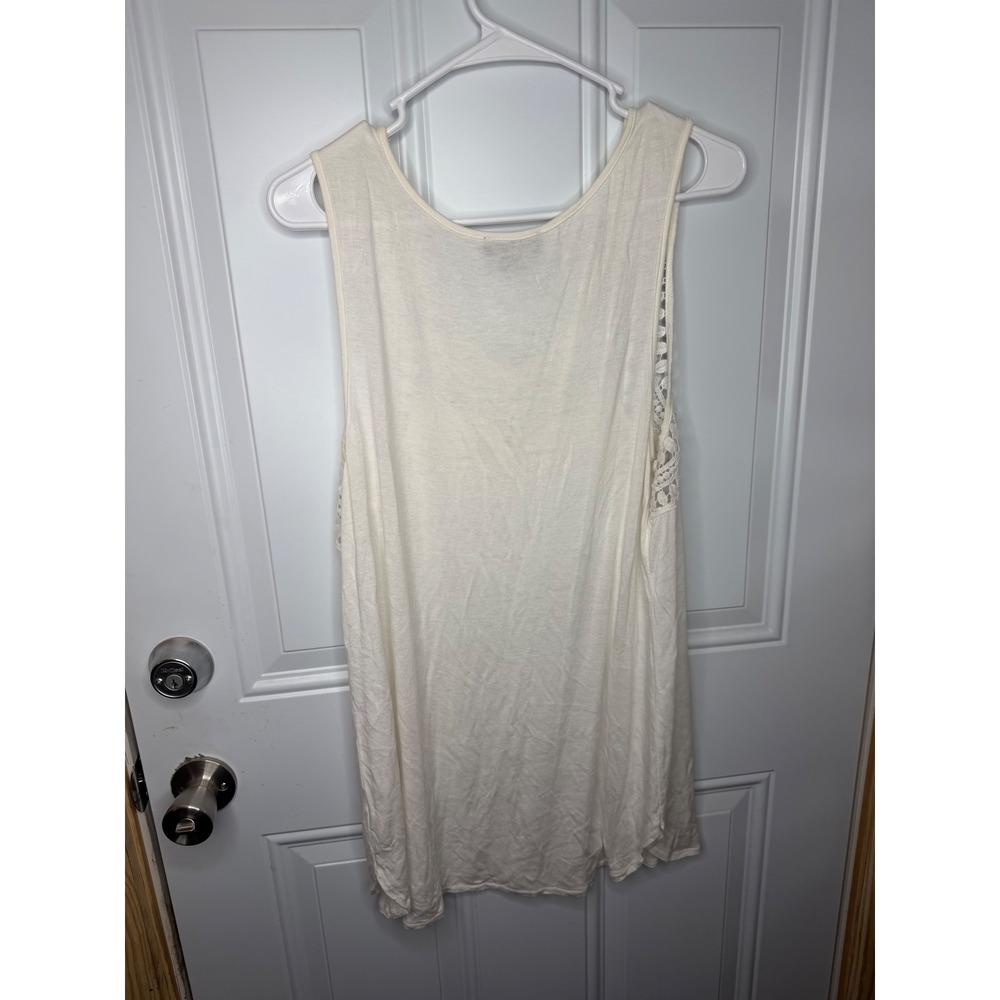 Jeans by Buffalo Women Ivory Sleeveless Crochet Lace Trim V-Neck Tank Top XL - Picture 8 of 8